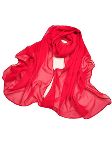 Letuwj Damen Schal Seidenschal Sonnenschutz Chiffon Loop Schal Rot Einheitsgröße von Letuwj