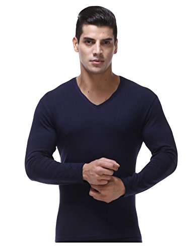 Letuwj Herren Baumwolle Thermo Unterhemden T-Shirt Unterwäsche Dunkelblau XXXXL von Letuwj