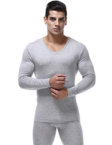 Letuwj Herren Baumwolle Thermo Unterhemden T-Shirt Unterwäsche Gray XXXXXXL von Letuwj