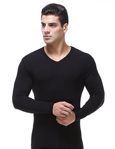 Letuwj Herren Baumwolle Thermo Unterhemden T-shirt Unterwäsche Schwarz XXXXL von Letuwj