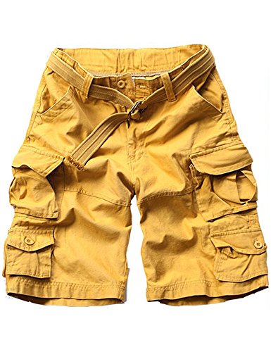 Letuwj Herren Cargo Shorts Vintage Kurze Hose Sommerhose Cargoshorts mit Taschen Gelb XXL von Letuwj