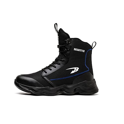 Letuwj Herren Sicherheitsschuhe Stahlkappe Arbeit Atmungsaktiv Wasserdicht Industrie Baustelle Schutzschuhe Anti-Smash, Schwarz , 42 2/3 EU von Letuwj