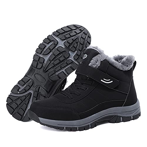 Letuwj Herren und Damen Herbst und Winter hohe Hilfe Samt Baumwolle Schuhe ältere Schuhe Sport Anti-Rutsch Schneestiefel, Schwarz , 38 2/3 EU von Letuwj