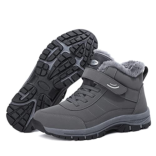 Letuwj Herren und Damen Herbst und Winter hohe Hilfe Samt Baumwolle Schuhe ältere Schuhe Sport Anti-Rutsch Schneestiefel, grau, 38 2/3 EU von Letuwj