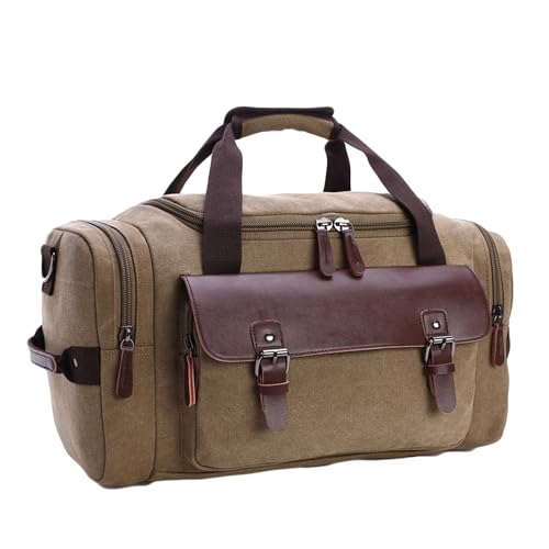 Letuwj Reisetasche, Schultertasche, Umhängetasche, Tragetasche, Gepäck, große Kapazität, Khaki, 46*25*23cm von Letuwj