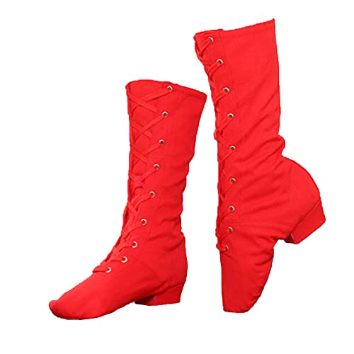 Letuwj Tanzschuhe Damen Weiche Unterseite Übungsschuhe Jazz Boots, Rot/Ausflug, einfarbig (Getaway Solids), 37 EU von Letuwj