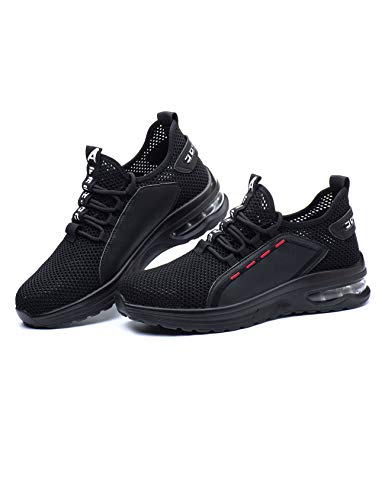 Letuwj Unisex Industrie Konstruktionsschuhe Stahlkappe Sicherheitsschuhe Leicht Atmungsaktiv rutschfeste Schuhe, Schwarz - Schwarz - Größe:41 EU von Letuwj