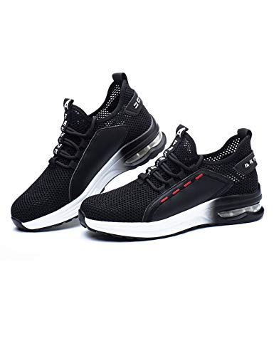 Letuwj Unisex Industrie Konstruktionsschuhe Stahlkappe Sicherheitsschuhe Leicht Atmungsaktiv rutschfeste Schuhe, Schwarz - schwarz/weiß - Größe:42 EU von Letuwj