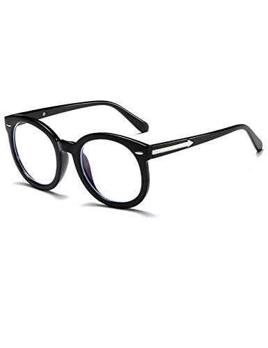 Letuwj Unisex Leicht Brill mit Blaulicht-Filter Flache Gläser Anti-Strahlung Anti-Blaulichtbrille Schwarz + Silber Pfeil one Size von Letuwj