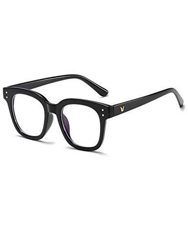 Letuwj Unisex Leicht Brill mit Blaulicht-Filter Flache Gläser Anti-Strahlung Anti-Blaulichtbrille Schwarz one Size von Letuwj