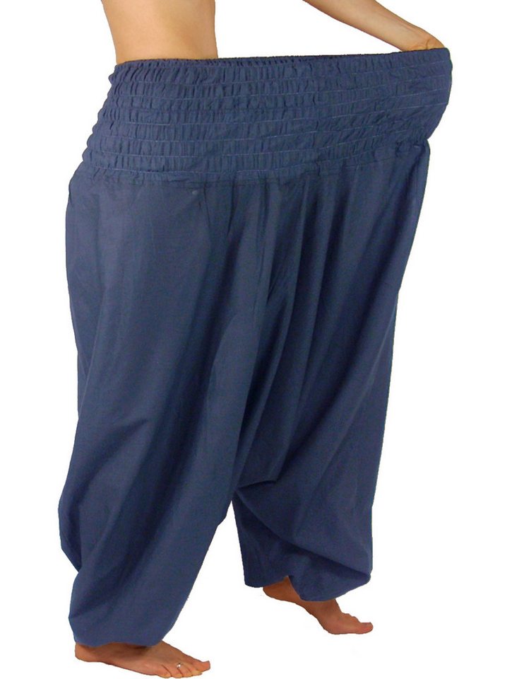 Leucht-Welten Haremshose Extragroße Haremshose XXL Aladinhose für Damen und Herren Blau Pumphose aus Baumwolle von Leucht-Welten