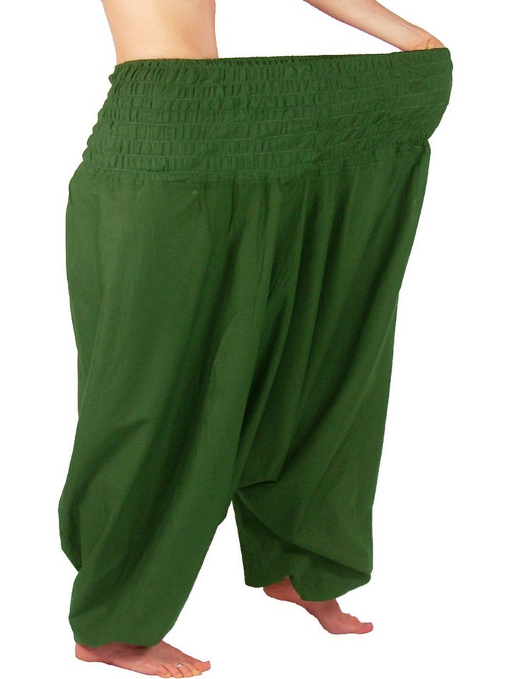 Leucht-Welten Haremshose Extragroße Haremshose XXL Aladinhose für Damen und Herren Grün Pumphose aus Baumwolle von Leucht-Welten