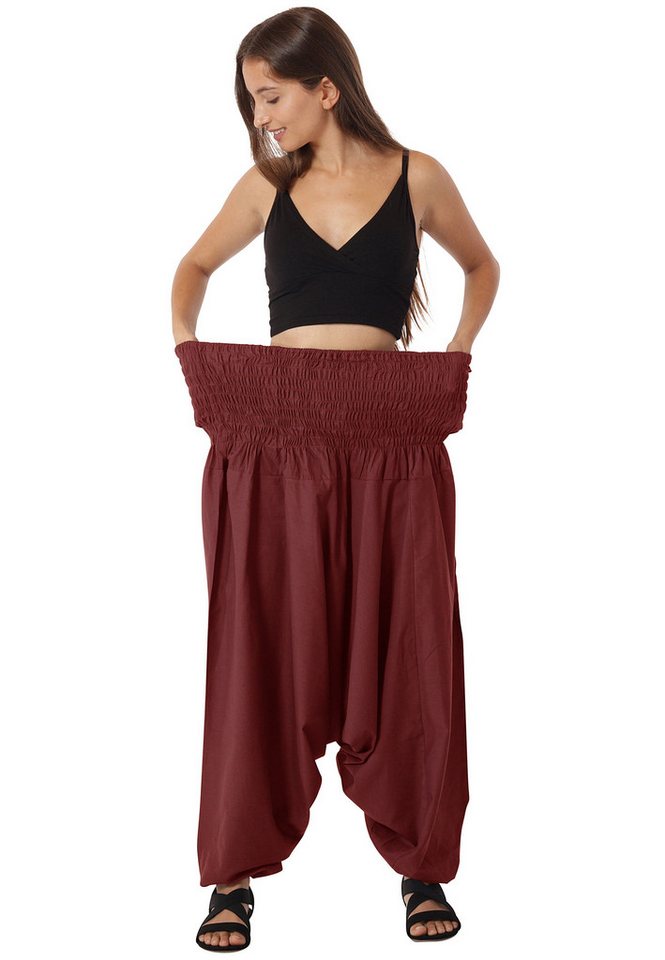 Leucht-Welten Haremshose Extragroße Haremshose XXL Aladinhose für Damen und Herren Rot Pumphose aus Baumwolle von Leucht-Welten