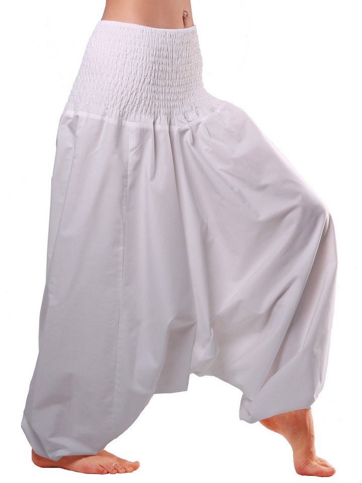 Leucht-Welten Haremshose Extragroße Haremshose XXL Aladinhose für Damen und Herren Weiß Pumphose aus Baumwolle von Leucht-Welten