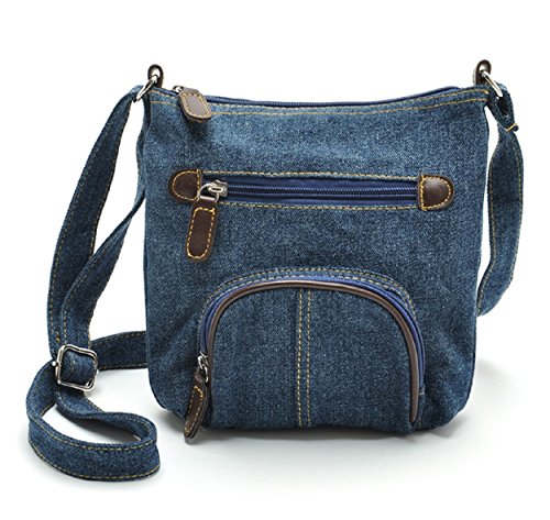 Jeans Umhängetasche Schultertasche Crossbody Bag Handtasche Messenger Bag für Damen im Cowboy Denim Style Hobo Fashion (Blau) von Leuchtbox