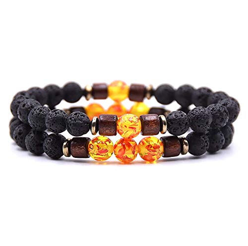 Leuchtbox Stylisches Glücks-Armband Kettchen für Männer und Frauen Unisex Natur Lavastein Vulkanstein Naturstein Holz-Perlen Elastisches Band 2er Set Gelb Leuchtbox Stylisches Glücks-Armband Kettchen für Männer und Frauen Unisex Natur Lavastein Vulkanstein Naturstein Holz-Perlen Elastisches Band 2er Set Gelb von Leuchtbox