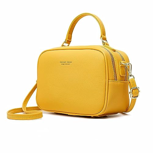 PIERRE LOUES Damen Handtasche Umhängetasche Henkeltasche Modischer Urban Chic Style PU Kunstleder für Frauen (Gelb) von Leuchtbox