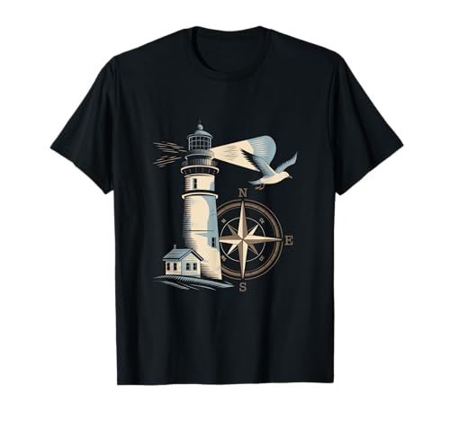 Maritim Möwen Kompass Kind See Leuchtturm T-Shirt Maritim Möwen Kompass Kind See Leuchtturm T-Shirt von Leuchttürme Nordsee Ostsee Segeln