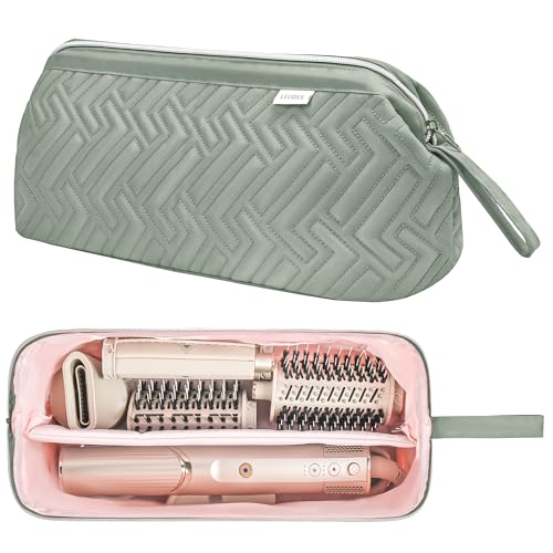 Leudes Hair Tools Reisetasche für Hai, Flexstyle, Tragetasche, tragbar, Haifischhaar, Luftwickeltrockner, wasserdicht, staubdicht, Flacher Lockenstab Reise-Organizer, salbeigrün, Quilten von Leudes