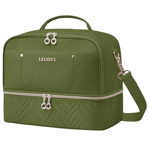 Leudes Nagellack-Organizer und Aufbewahrungshalter, 42 Flaschen, Maniküre-Set und Nagellampe, Tasche für Nagelzubehör, Zubehör, Maniküre-Werkzeuge (Armeegrün) von Leudes