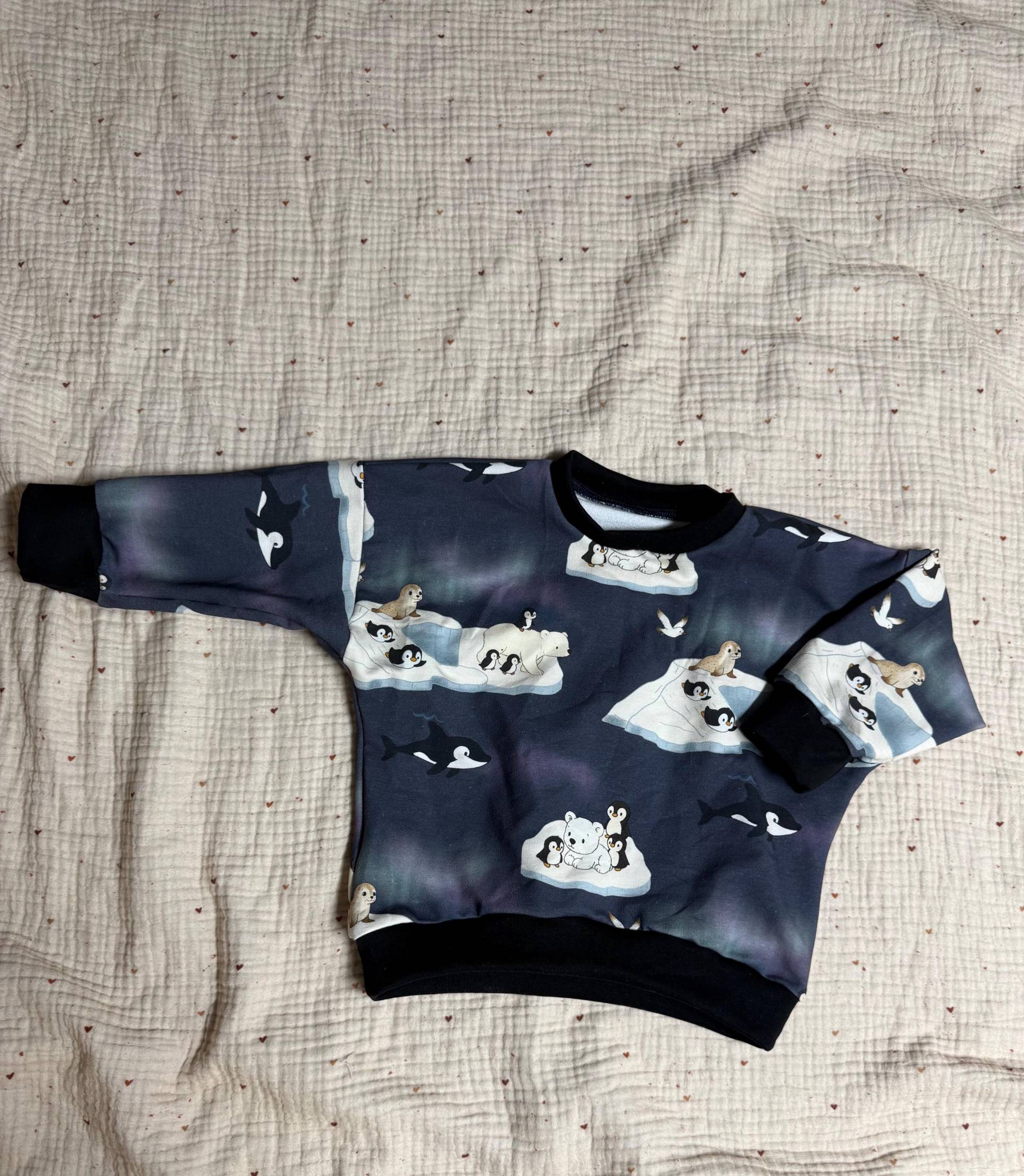 Oversize Pullover Sweatshirt 56-122 | Handmade Kinder Aus French Terry Eisbär Pinguin Motiv Kuschelig & Bequem von LeunikatKreationen