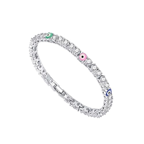 Leuyuee Armband mit bösen Blicken für Damen Silber Böse Blick mit Kugeln Zirkonia Valentinstag Muttertag Geburtstag Geschenk (Farbig) von Leuyuee