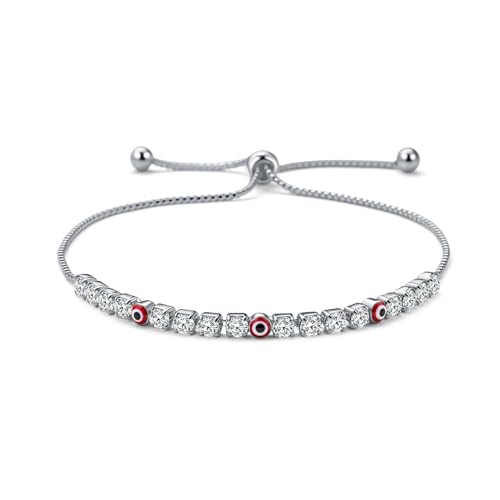 Leuyuee Böse Blick Armband für Damen nazar Amulett Viel Glück Schutz Edelstein Verstellbares Armband Stretch Zirkonia Schmuck Geschenke Valentinstag Muttertag Geburtstag Geschen (rosa) von Leuyuee