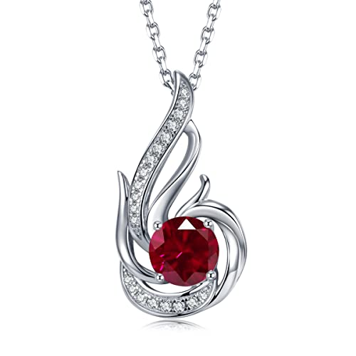 925 Sterling Silber Juli Geburtsstein Erstellt Rubin Halskette für Frauen Graduation Geburtstag Jubiläum Schmuck Geschenke für Frauen Mädchen, justierbare Kette von Leva Jewkis