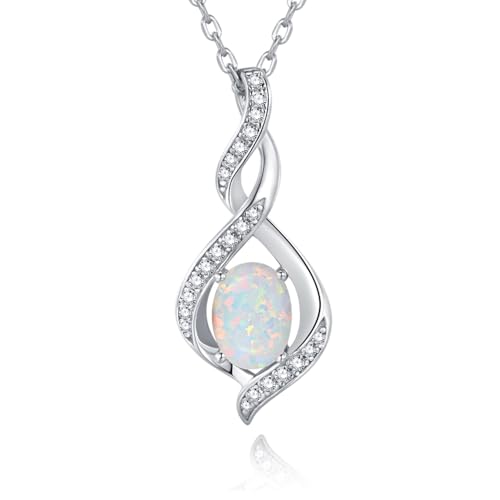 Leva Jewkis 925 Sterling Silber Oktober Geburtsstein Erstellt Opal Halskette Infinity Anhänger Geburtstag Jahrestag Schmuck für Frauen Mädchen Mutter Tochter, verstellbare Kette Leva Jewkis 925 Sterling Silber Oktober Geburtsstein Erstellt Opal Halskette Infinity Anhänger Geburtstag Jahrestag Schmuck für Frauen Mädchen Mutter Tochter, verstellbare Kette von Leva Jewkis