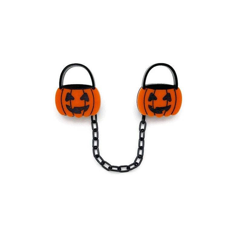 Kürbis Eimer Pullover Clip Halloween Jack O Lantern Cardigan Clips von LevanterCo
