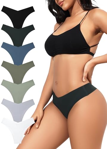 LEVAO Nahtlose Unterwäsche für Frauen Sexy No Show Bikini Höschen Unsichtbare Slips V-förmige Hipster Cheeky Unterwäsche S-XL, Grün/Schwarz/Dunkelblau/Dunkelgrün/Weiß/Matcha-Grün/Grau, M von LEVAO