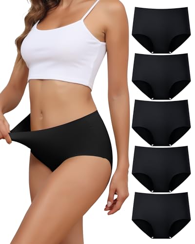 Levao 5 Unterwäsche Damen Seamless Slips Unterhose Nathlos Hohe Taille Frauen Hipster Atmungsaktiv Weich Panties Mehrpack S-XXL von Levao