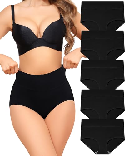 Levao 5er Pack Unterhosen Damen Baumwolle Hohe Taille Weiche Unterwäsche Frauen Slips Damen Atmungsaktiv Panties Mehrpack S-XXL von Levao