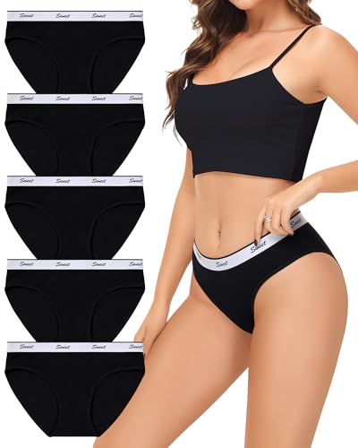 Levao 5er Pack Unterhosen Damen Baumwolle Slips Mehrpack Hipster Bequem Unterwäsche Frauen Atmungsaktive Pantys S-XL von Levao