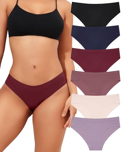 Levao 6 Pack Seamless Slips Damen Nahtlose Unterwäsche Bikini-Höschen No Show weiche Stretch-Hipster-Unterhosen Atmungsaktive Invisibles Cheeky Panties S-XL von Levao