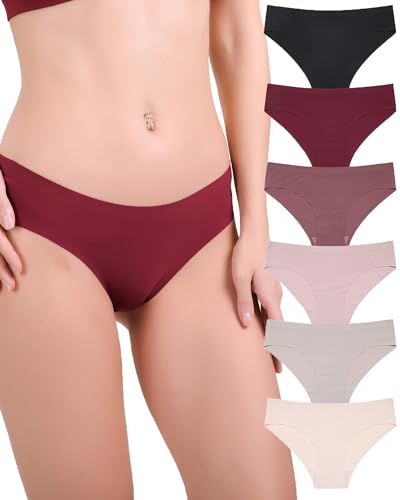 Levao 6 Pack Seamless Slips Damen Nahtlose Unterwäsche Bikini-Höschen No Show weiche Stretch-Hipster-Unterhosen Atmungsaktive Invisibles Cheeky Panties S-XL von Levao