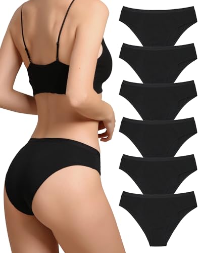 Levao 6 Unterhosen Damen Baumwolle Unterwäsche Frauen Slip Baumwoll Frauen Slips Weich Hipster Atmungsaktiv Panties Hoher Schnitt Mehrpack S-XXL von Levao