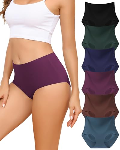 Levao 6er Pack Unterhosen Damen Hohe Taille Nahtlos Unterwäsche Frauen Seamless Slips Damen Bequem Stretch No Show Panties Mehrpack S-XXL von Levao