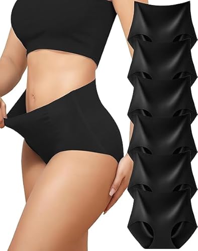 Levao 6er Pack Unterhosen Damen Hohe Taille Nahtlos Unterwäsche Frauen Seamless Slips Damen Bequem Stretch No Show Panties Mehrpack S-XXL von Levao
