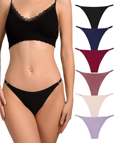 Levao Seamless Slips Damen String Unterwäsche Damen Unterhosen Dehnen Atem Hipster 8 Ring Frauen Mehrpack 6er Pack S-XL von Levao