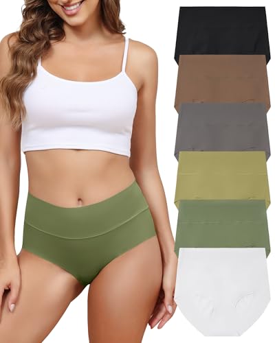 Levao 6er Pack Unterhose Damen High Waist Slip Nahtlos Unterwäsche Frauen Seamless Hohe Taille Panties Bequeme No Show Bikini Mehrpack S-XXL von Levao