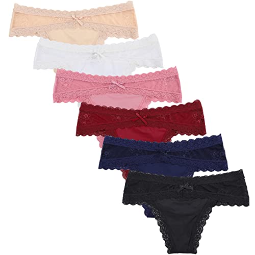 Levao 3/6er Tanga aus Spitze Damen Strings Set Sanft Slip Unterwäsche Spitze Panties Hipster Dessous Unterkleidung von Levao