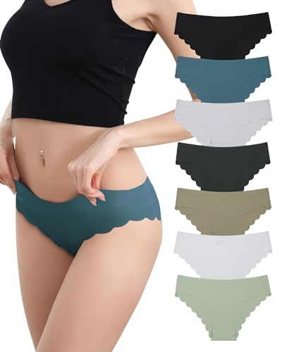 Levao 7 Pack Damen Unterwäsche Nahtlose Slips Seamless Hipster Welle Gesäumt Soft Stretch Invisibles Unterhosen No Show Atmungsaktive Bikini S-XL von Levao