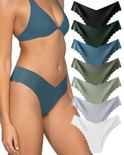 Levao 7er Pack Damen Unterwäsche Slips Nahtlose Unterhosen V Schnitt Frauen Atmungsfähig Mehrpack No Show Bikini Set S-XL von Levao