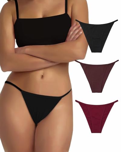 Levao 3er Pack Slips Damen Baumwolle Brazilian Slip Damen String Unterwäsche Frauen Unterhosen Sexy Bikini Mehrpack S-2XL von Levao