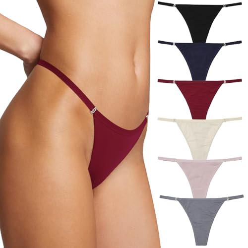 Levao Damen String Aus Baumwolle, Tief Sitzender Unterwäsche Thong Tangas für Frauen Unsichtbarer Höschen Bikini Multipack, S-XL (S, 6 Pcs-Multicolor-[Lebhafter Sprung]) von Levao