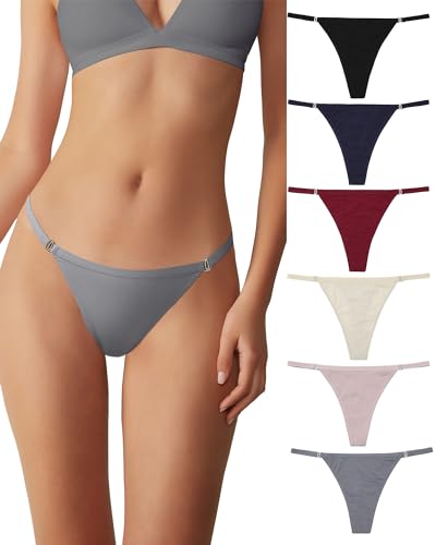 Levao Damen String Aus Baumwolle, Tief Sitzender Unterwäsche Thong Tangas für Frauen Unsichtbarer Höschen Bikini Multipack, S-XL (XL, 6 Pcs-Multicolor-[Lebhafter Sprung]) von Levao