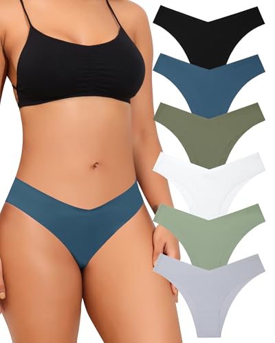 Levao Damen Unterhosen Nahtlos V-Schnitt Unterwäsche Frauen Seamless Slips Damen Bequem Invisible Damen Slips Mehrpack 6er Pack von Levao