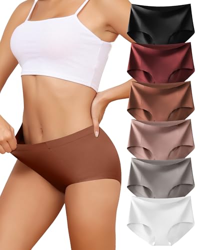 Levao Damen Unterwäsche Nahtlose Slips Hohe Taille Unterhosen Seamless Volle Abdeckung Hipster Stretch Panties für Frauen 6 Pack S-XXL von Levao