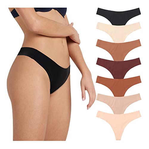 LEVAO Damen Seamless Strings Slip Nahtlos Hipster Unterhosen Tangas Unsichtbarer Tief Sitzender String - Mehrfarbig von LEVAO